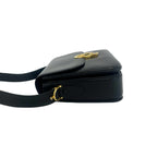 Celine Vintage Horse Carriage Logo Leather Shoulder Bag Pochette Black — view 5