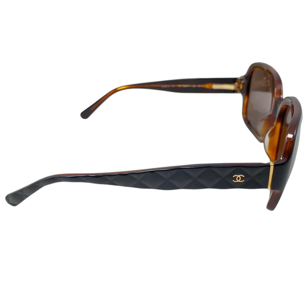 Chanel Sunglasses Quilted CC Logo Brown Black Gold Eyewear — view 7