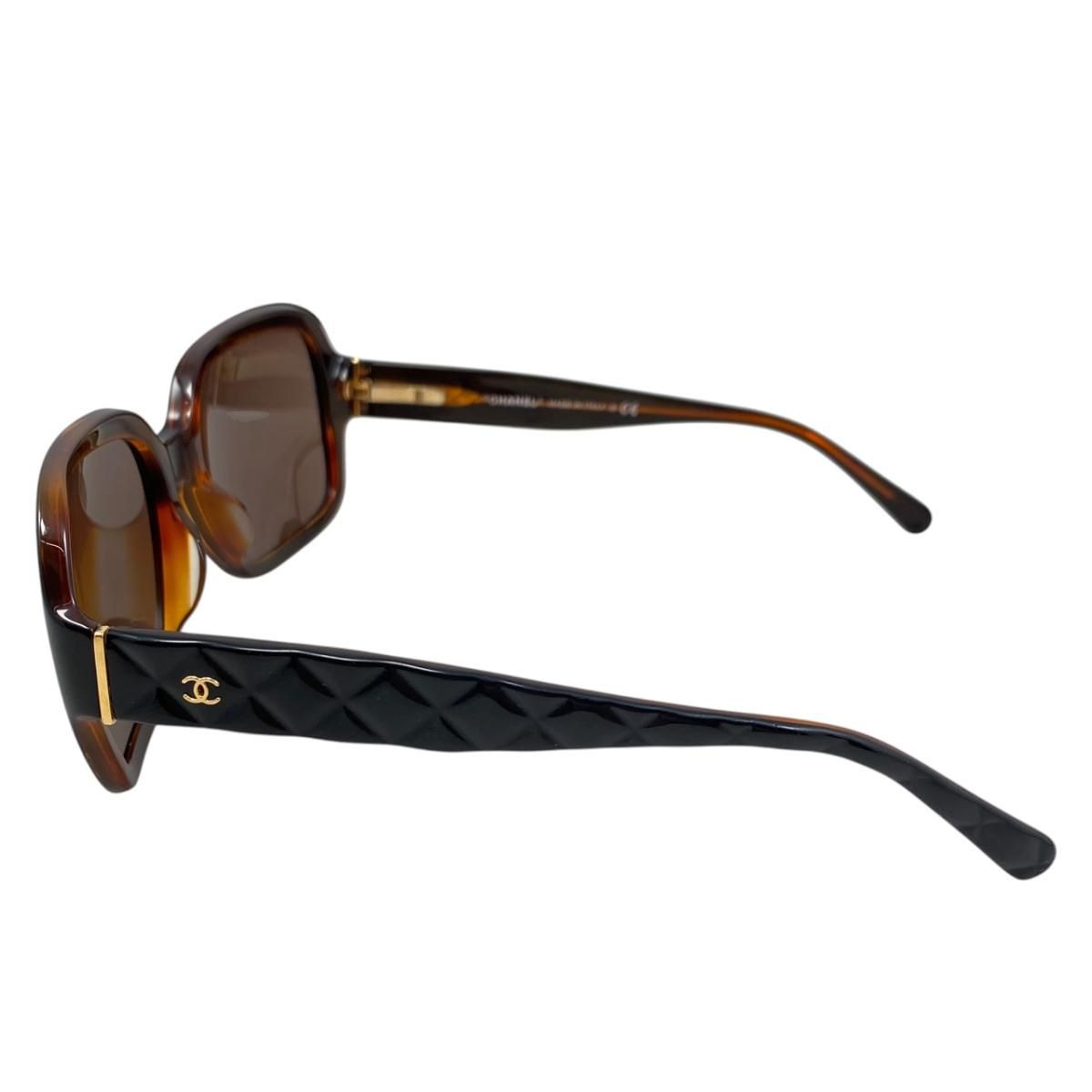 Chanel Sunglasses Quilted CC Logo Brown Black Gold Eyewear — view 6