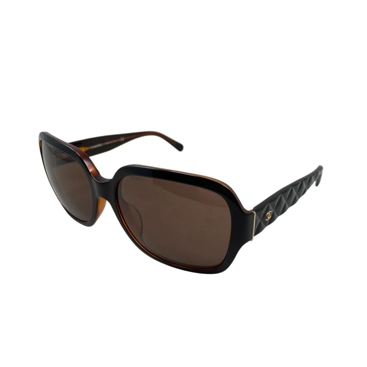 Chanel Sunglasses Quilted CC Logo Brown Black Gold Eyewear