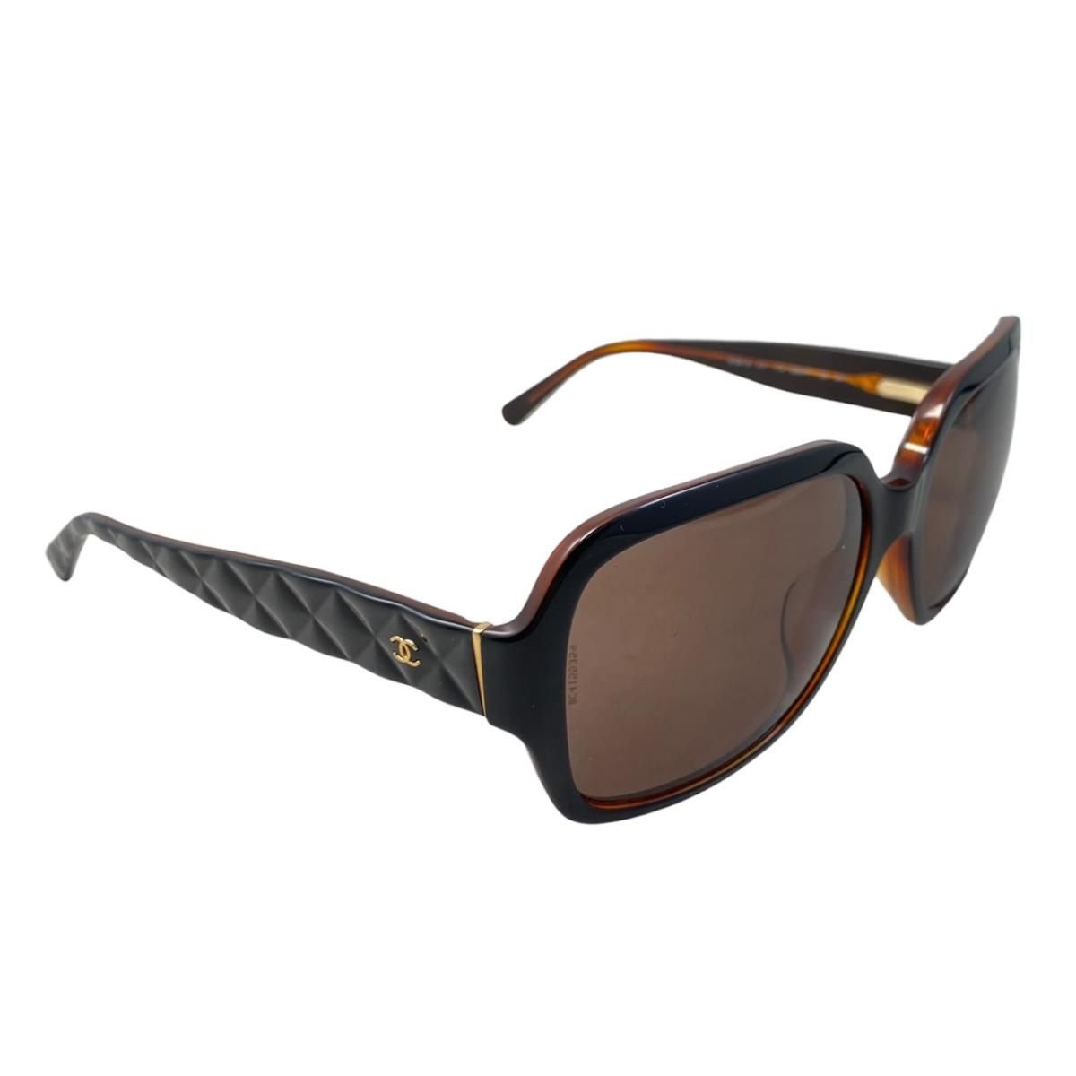Chanel Sunglasses Quilted CC Logo Brown Black Gold Eyewear — view 2
