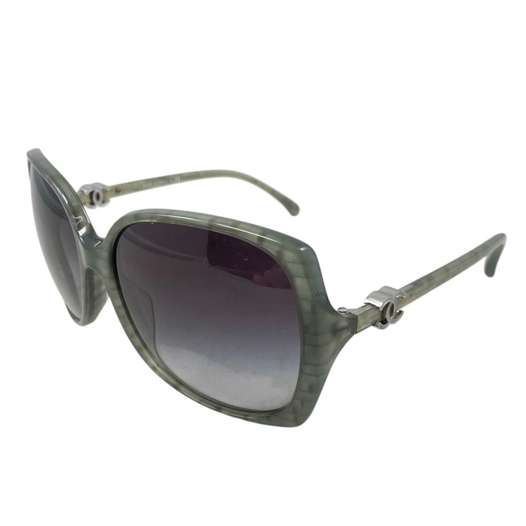 Chanel Sunglasses CC Logo Acetate Green Silver Eyewear