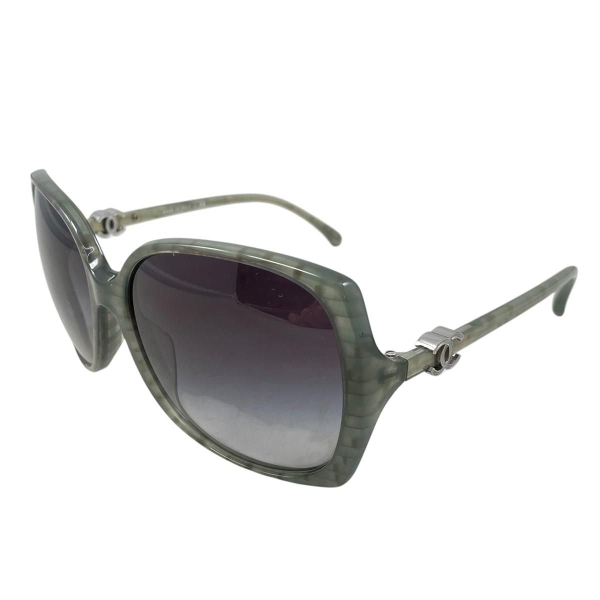 Chanel Sunglasses CC Logo Acetate Green Silver Eyewear
