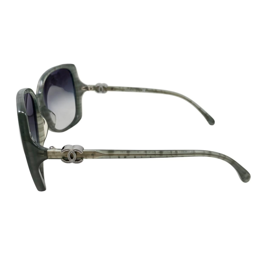Chanel Sunglasses CC Logo Acetate Green Silver Eyewear — view 6