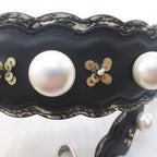 Fendi Strap You Flower Motif Faux Pearl Black Leather — view 4
