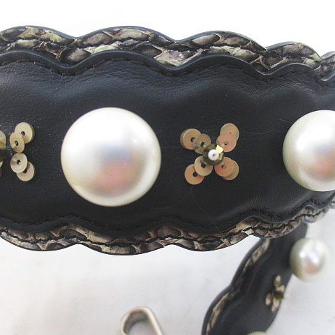 Fendi Strap You Flower Motif Faux Pearl Black Leather — view 4