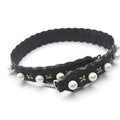 Fendi Strap You Flower Motif Faux Pearl Black Leather