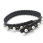 Fendi Strap You Flower Motif Faux Pearl Black Leather
