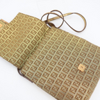 Fendi Zucca Pattern Canvas Gold Leather Shoulder Bag — view 8