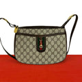 Gucci Vintage Sherry Line GG Pattern Logo Leather Shoulder Bag Brown Green