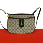 Gucci Vintage Sherry Line GG Pattern Logo Leather Shoulder Bag Brown Green