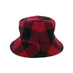 Celine Plaid Bucket Hat Logo Embroidery S Red Black — view 2