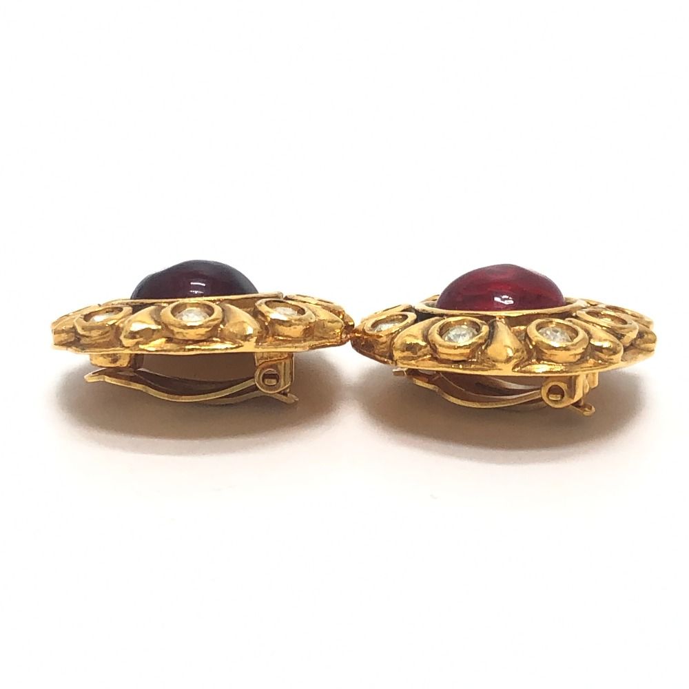 Chanel Earrings Gripoix Rhinestone Metal Gold — view 3