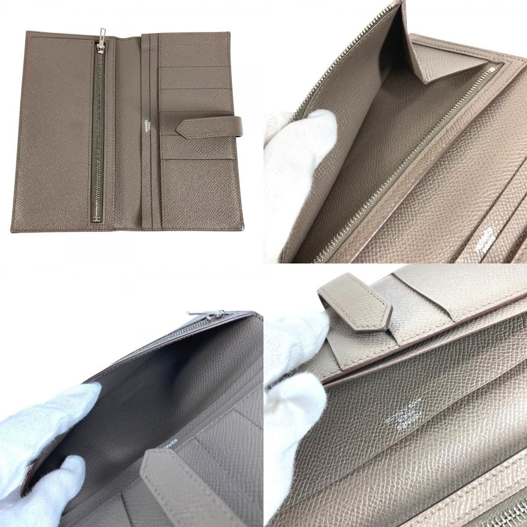 Hermes Wallet Bearn Soufflet Soufflet Epsom Etain Gray — view 8