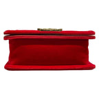 Chanel Shoulder Bag Boy Red Green Dark Navy Plaid Vintage Gold Chain — view 5