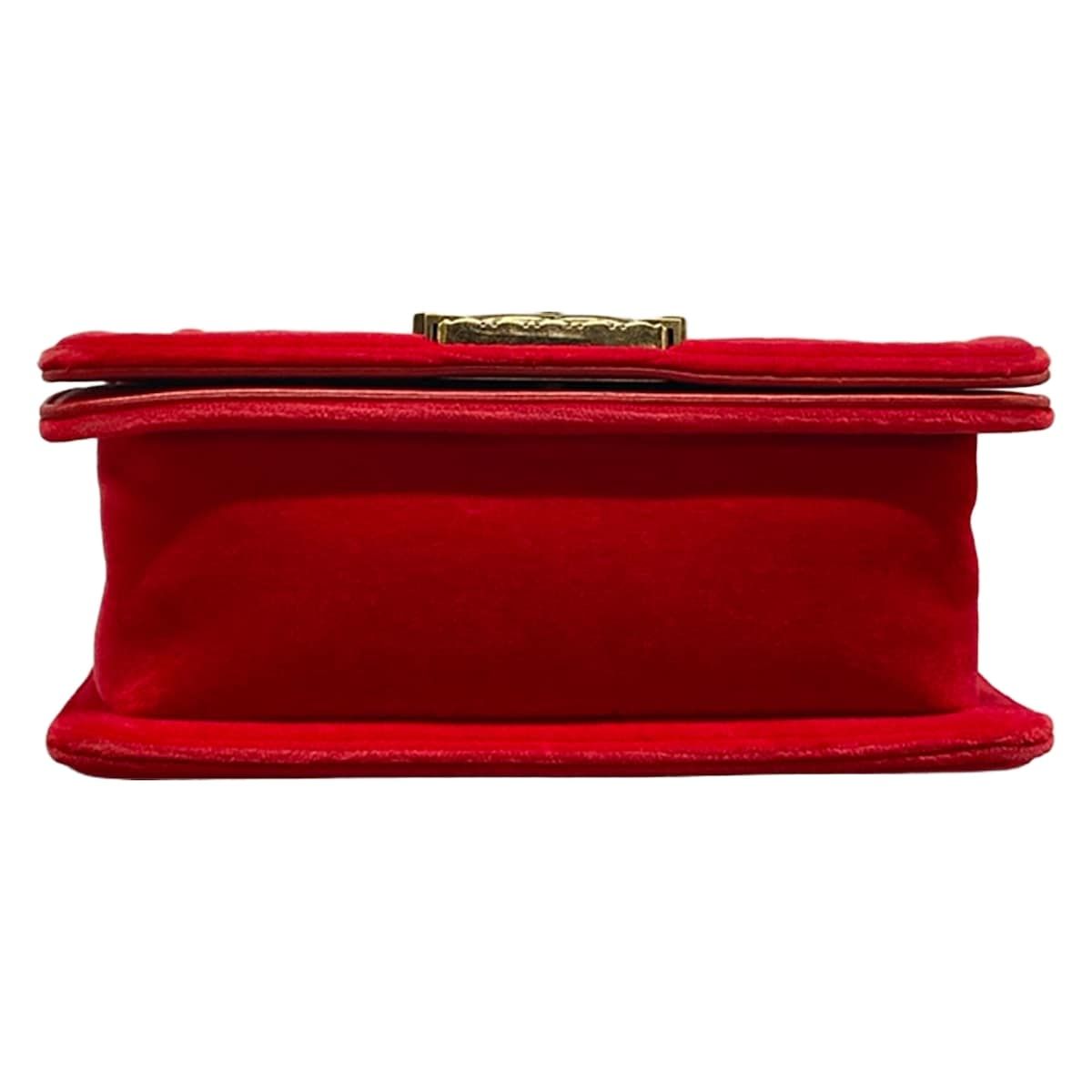 Chanel Shoulder Bag Boy Red Green Dark Navy Plaid Vintage Gold Chain — view 5