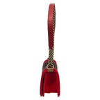 Chanel Shoulder Bag Boy Red Green Dark Navy Plaid Vintage Gold Chain — view 4