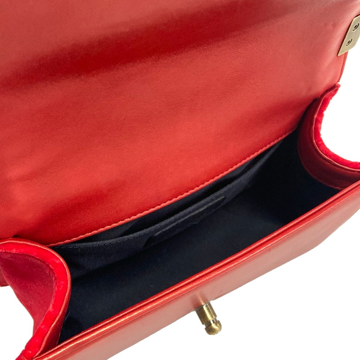 Chanel Shoulder Bag Boy Red Green Dark Navy Plaid Vintage Gold Chain — view 7