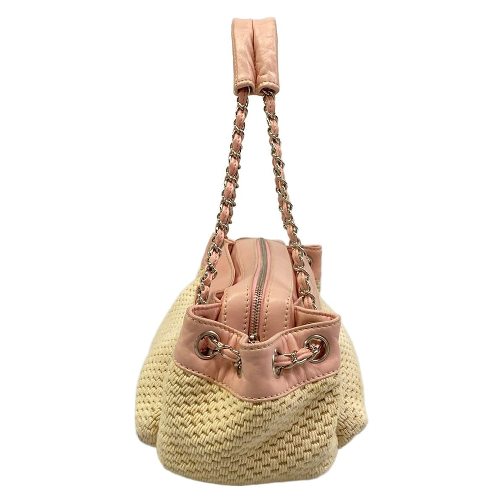 Chanel Shoulder Bag Ivory Light Pink Lambskin — view 2