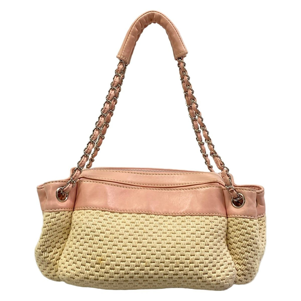 Chanel Shoulder Bag Ivory Light Pink Lambskin — view 3