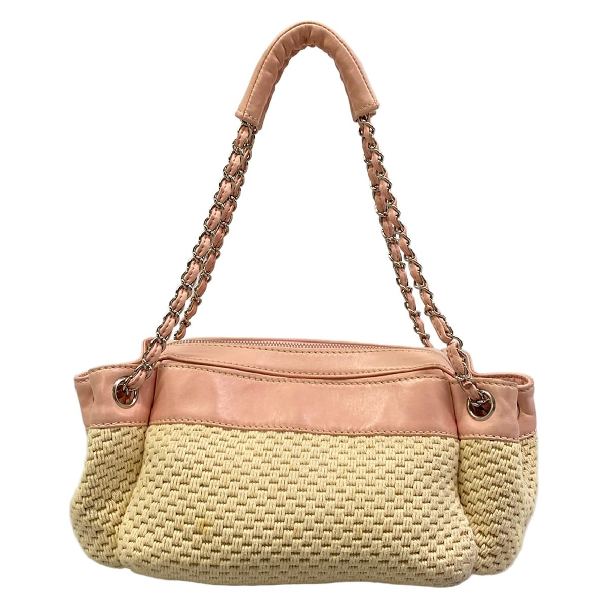 Chanel Shoulder Bag Ivory Light Pink Lambskin — view 3