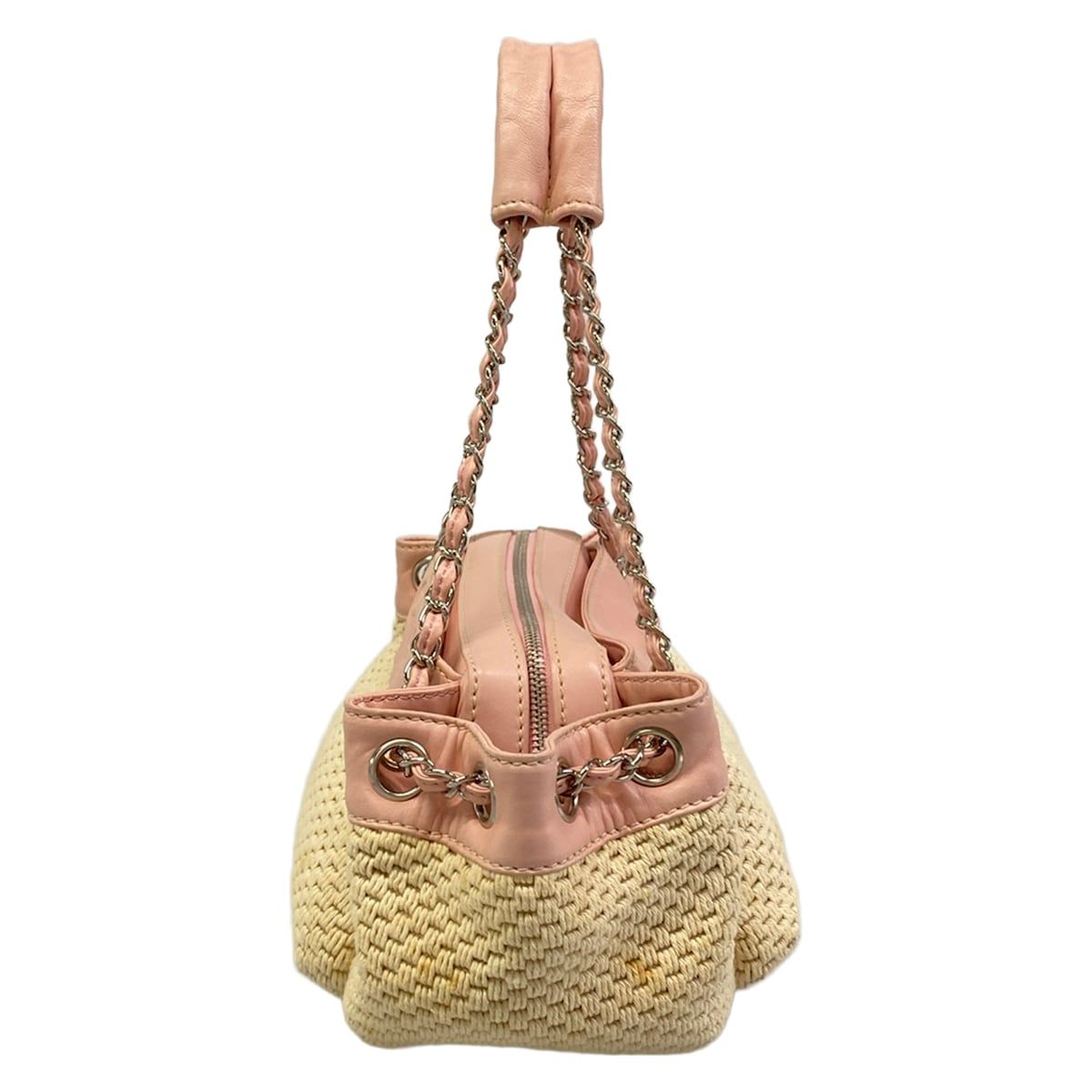 Chanel Shoulder Bag Ivory Light Pink Lambskin — view 4