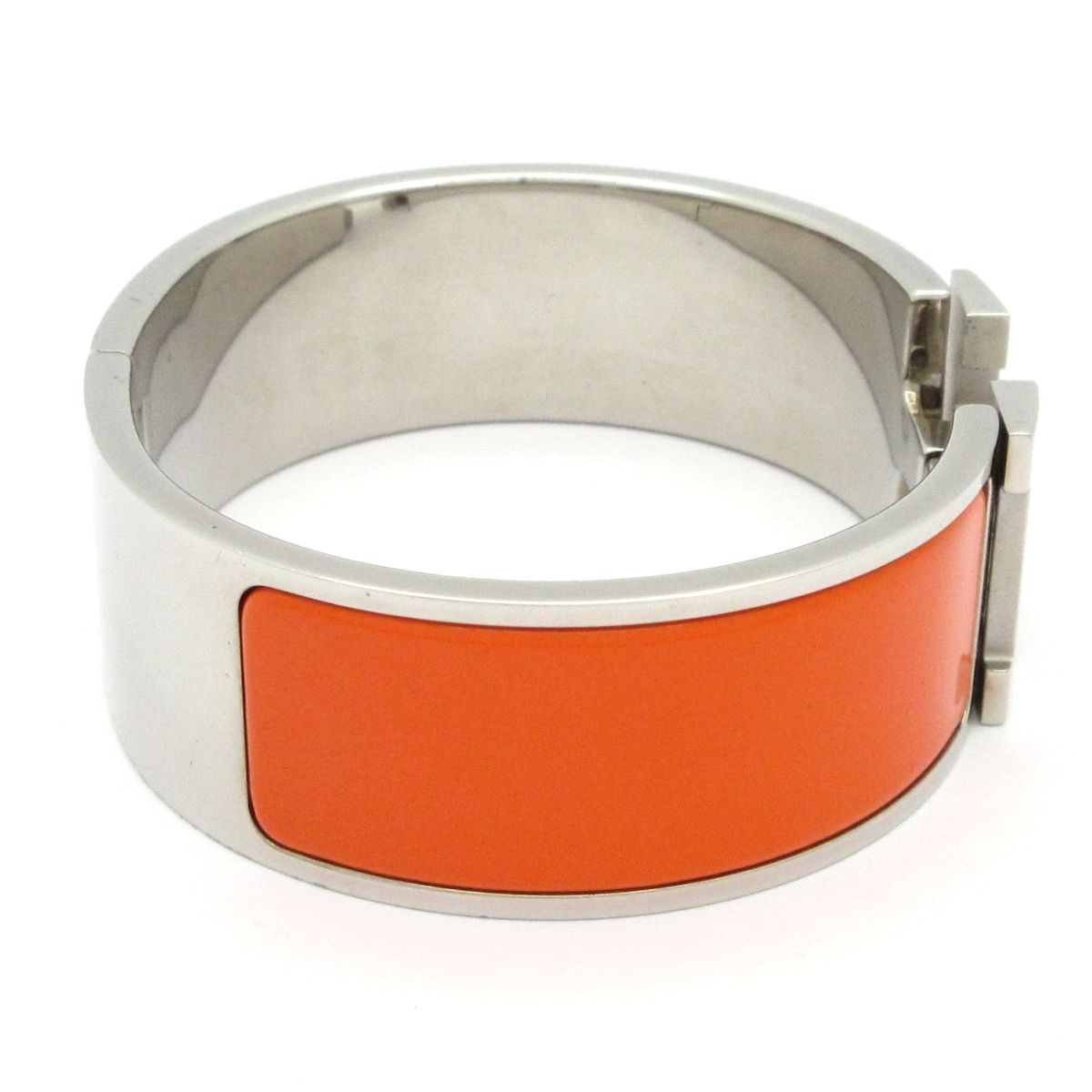 Hermes Bangle Clic Clac Silver Orange Bracelet — view 2