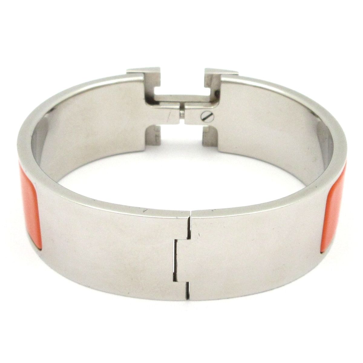 Hermes Bangle Clic Clac Silver Orange Bracelet — view 3