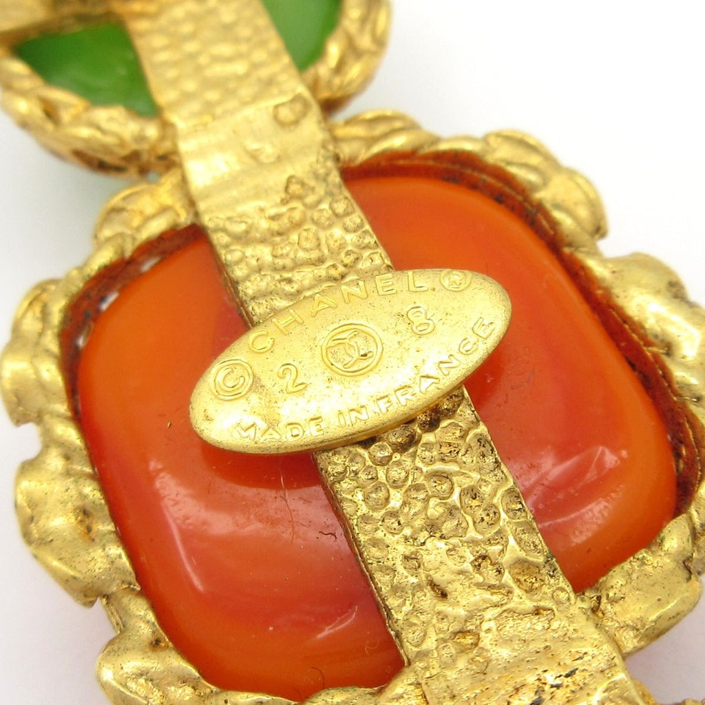 Chanel Brooch Gripoix Gold Orange Multi — view 3