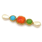 Chanel Brooch Gripoix Gold Orange Multi