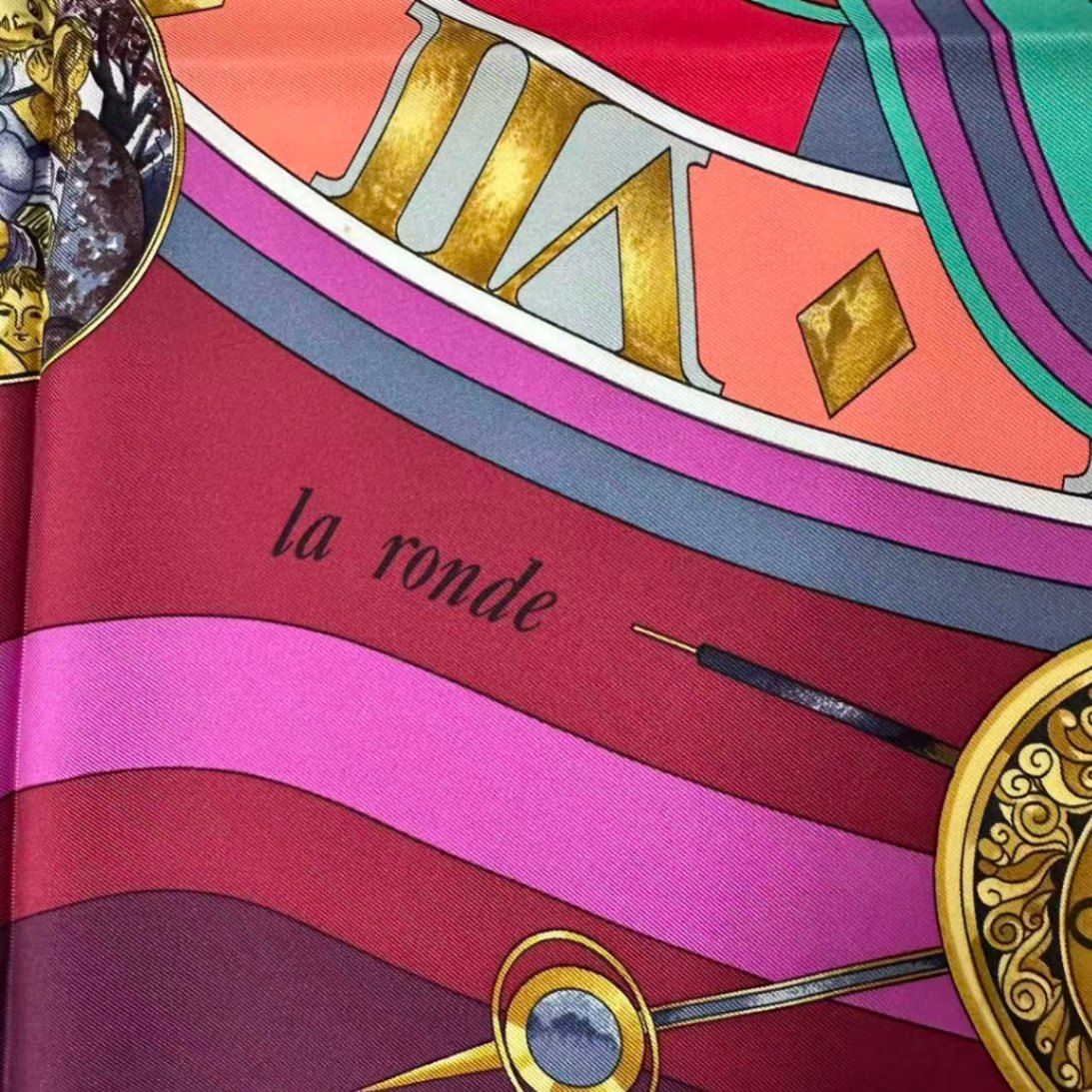Hermes Silk Carre 90 Parmi les Fleurs Je Compte les Heures Time Spent — view 7