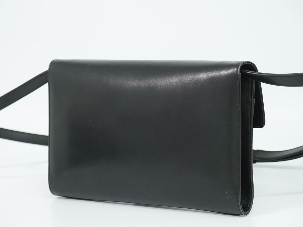 Gucci Vintage Interlocking G 2-Way Shoulder Bag Clutch Pochette Leather Black — view 2