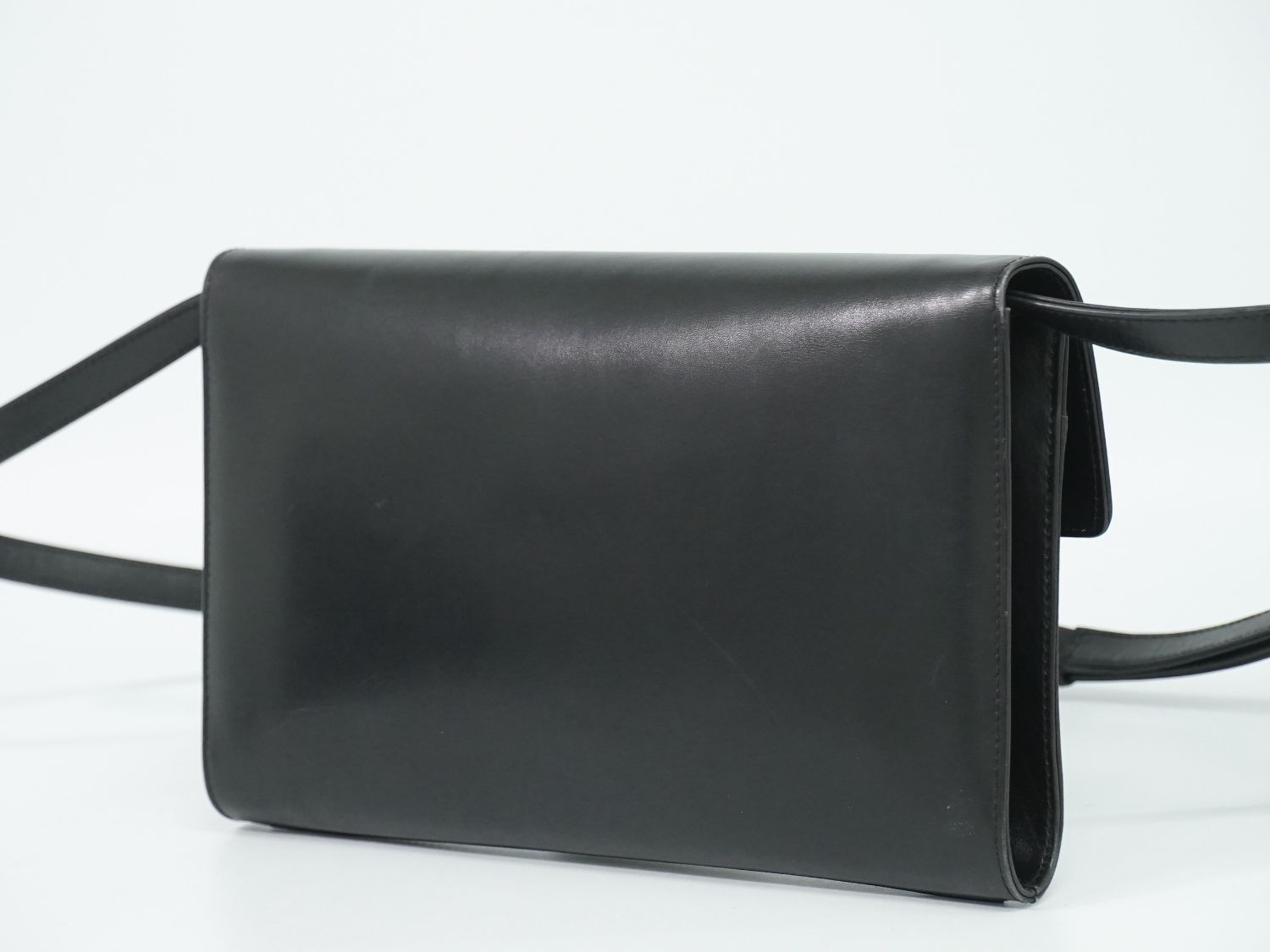 Gucci Vintage Interlocking G 2-Way Shoulder Bag Clutch Pochette Leather Black — view 2
