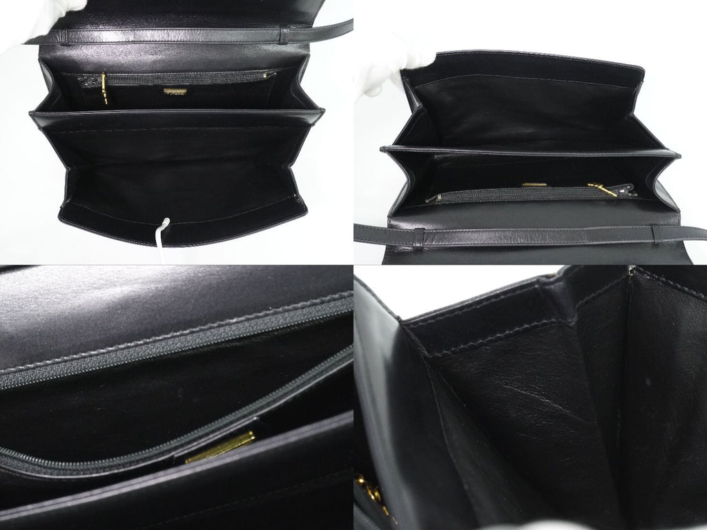 Gucci Vintage Interlocking G 2-Way Shoulder Bag Clutch Pochette Leather Black — view 8