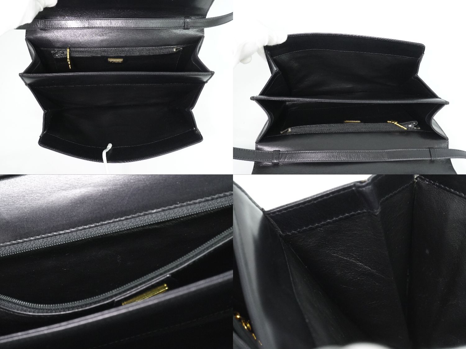 Gucci Vintage Interlocking G 2-Way Shoulder Bag Clutch Pochette Leather Black — view 8