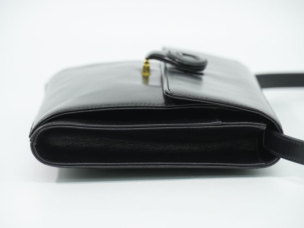 Gucci Vintage Interlocking G 2-Way Shoulder Bag Clutch Pochette Leather Black — view 4