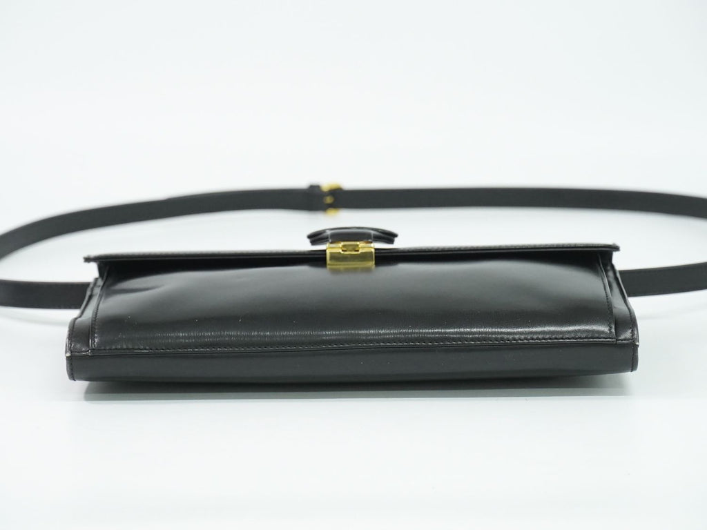Gucci Vintage Interlocking G 2-Way Shoulder Bag Clutch Pochette Leather Black — view 3