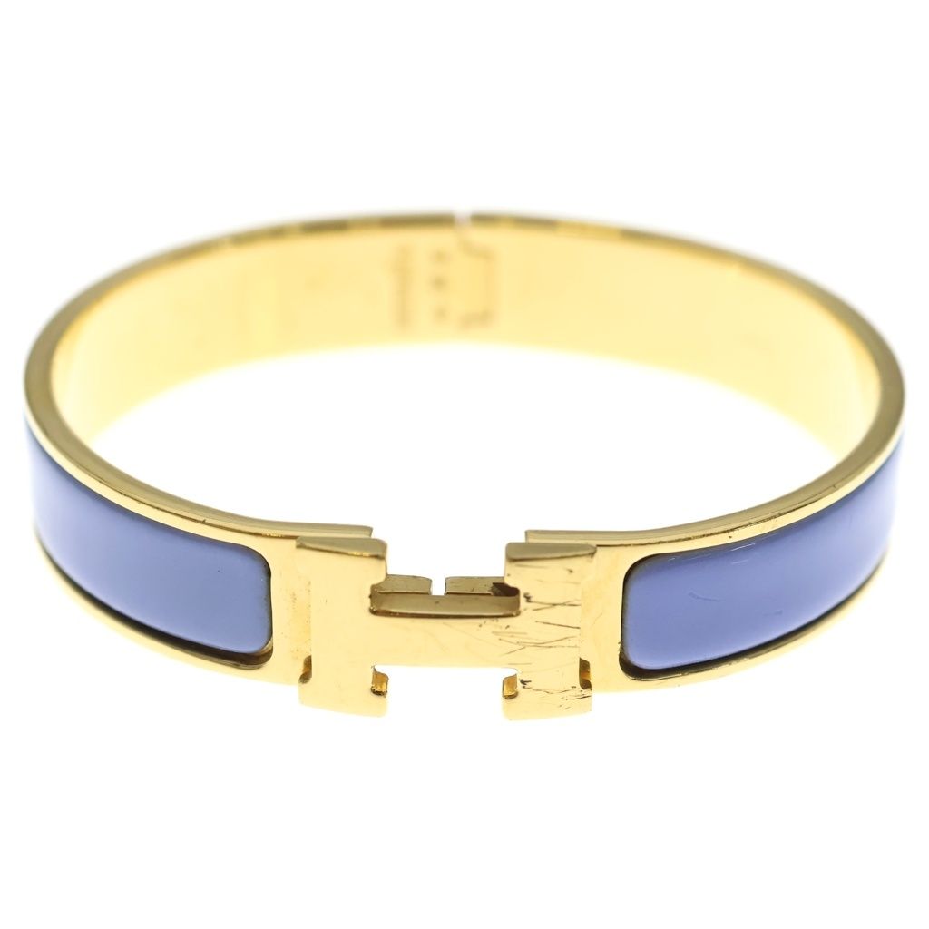 Hermes Clic Clac Bangle Bracelet Gold Purple