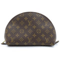 Louis Vuitton Monogram Trousse Demi-Ronde Leather Pouch Makeup Pouch Case Brown