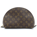 Louis Vuitton Monogram Trousse Demi-Ronde Leather Pouch Makeup Pouch Case Brown