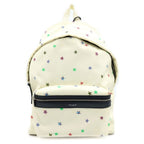 Saint Laurent Paris Sac City Backpack Avec Tas Canvas Star Pattern White
