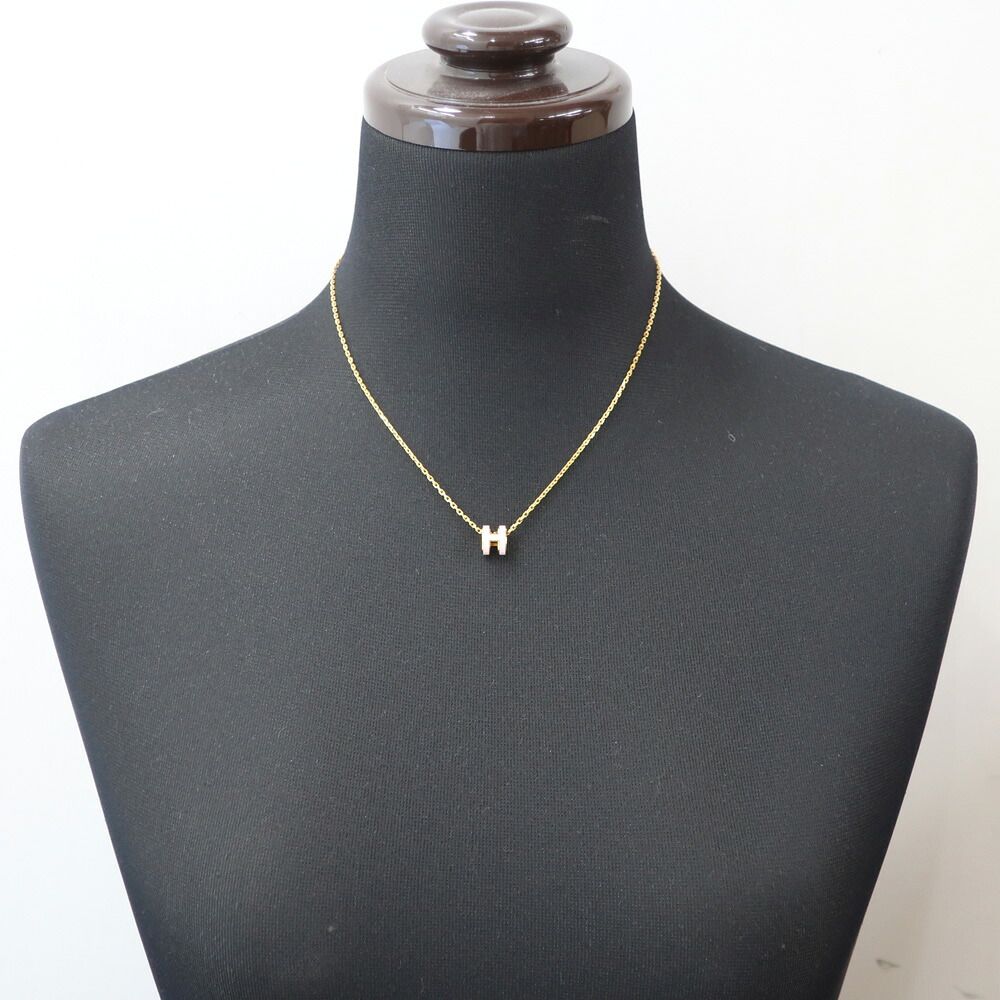 Hermes Necklace Mini Pop H Rocabar Pink Gold Logo Pendant — view 7