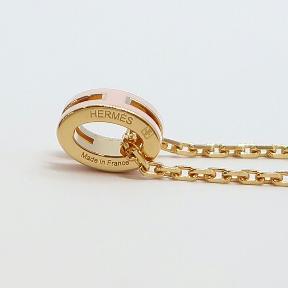 Hermes Necklace Mini Pop H Rocabar Pink Gold Logo Pendant — view 3