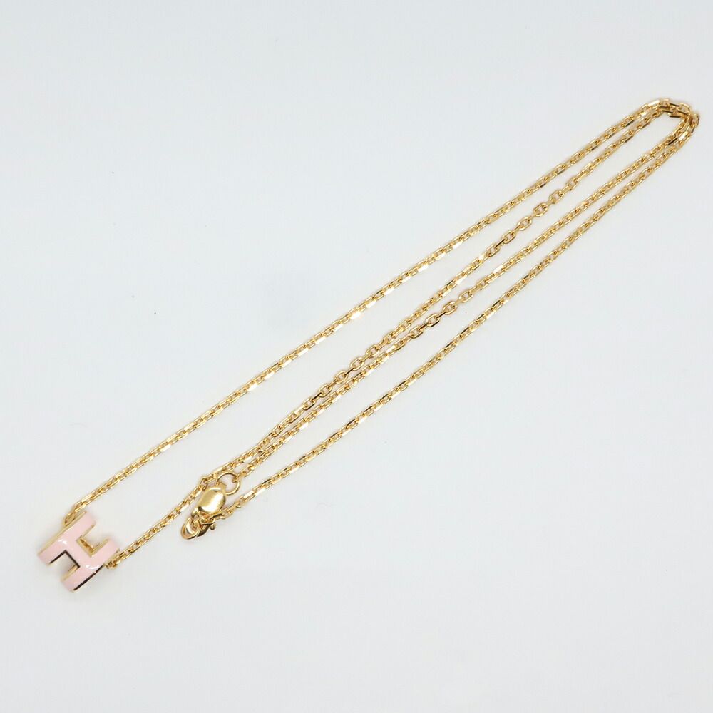 Hermes Necklace Mini Pop H Rocabar Pink Gold Logo Pendant — view 2