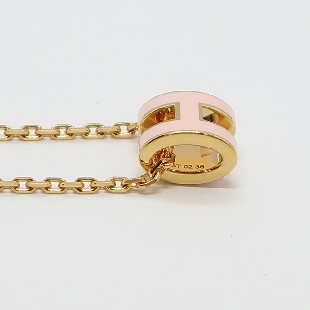 Hermes Necklace Mini Pop H Rocabar Pink Gold Logo Pendant — view 4