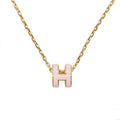Hermes Necklace Mini Pop H Rocabar Pink Gold Logo Pendant