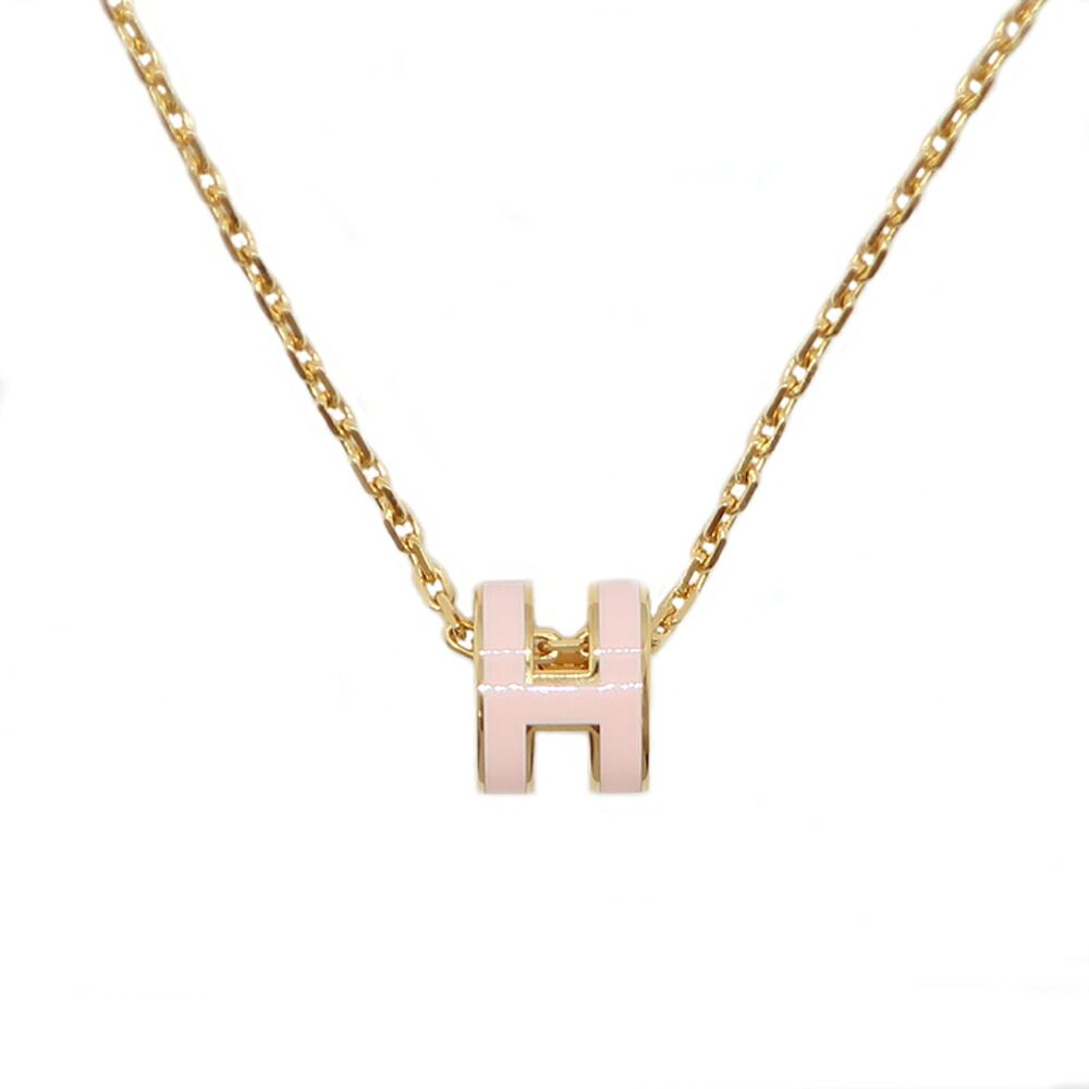 Hermes Necklace Mini Pop H Rocabar Pink Gold Logo Pendant
