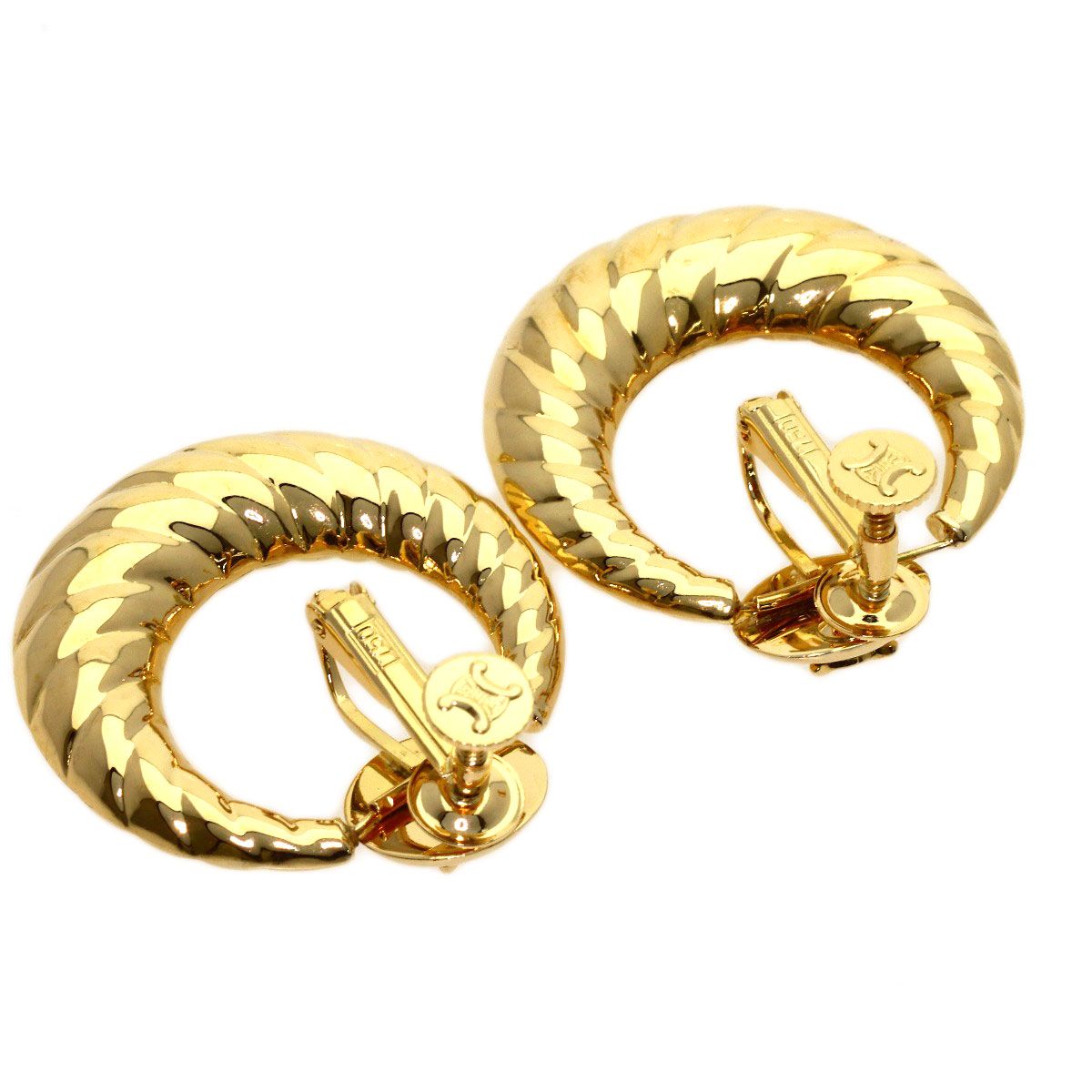Celine Circle Macadam Earrings 18K Yellow Gold — view 2