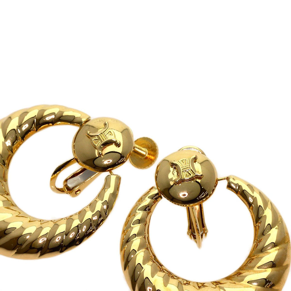 Celine Circle Macadam Earrings 18K Yellow Gold — view 3