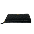 Chanel Quilted CC Logo Caviar Leather Wallet Black — view 6